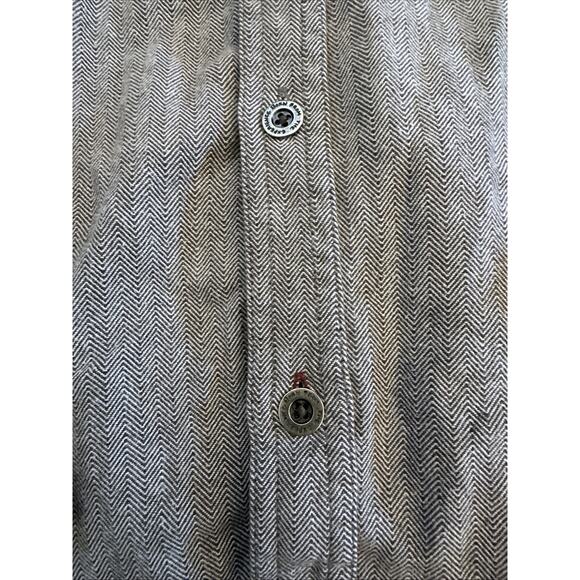 Prana Shirt Mens Large Gray Herringbone Long Sleeve Button Up Casual Nature - Picture 4 of 15